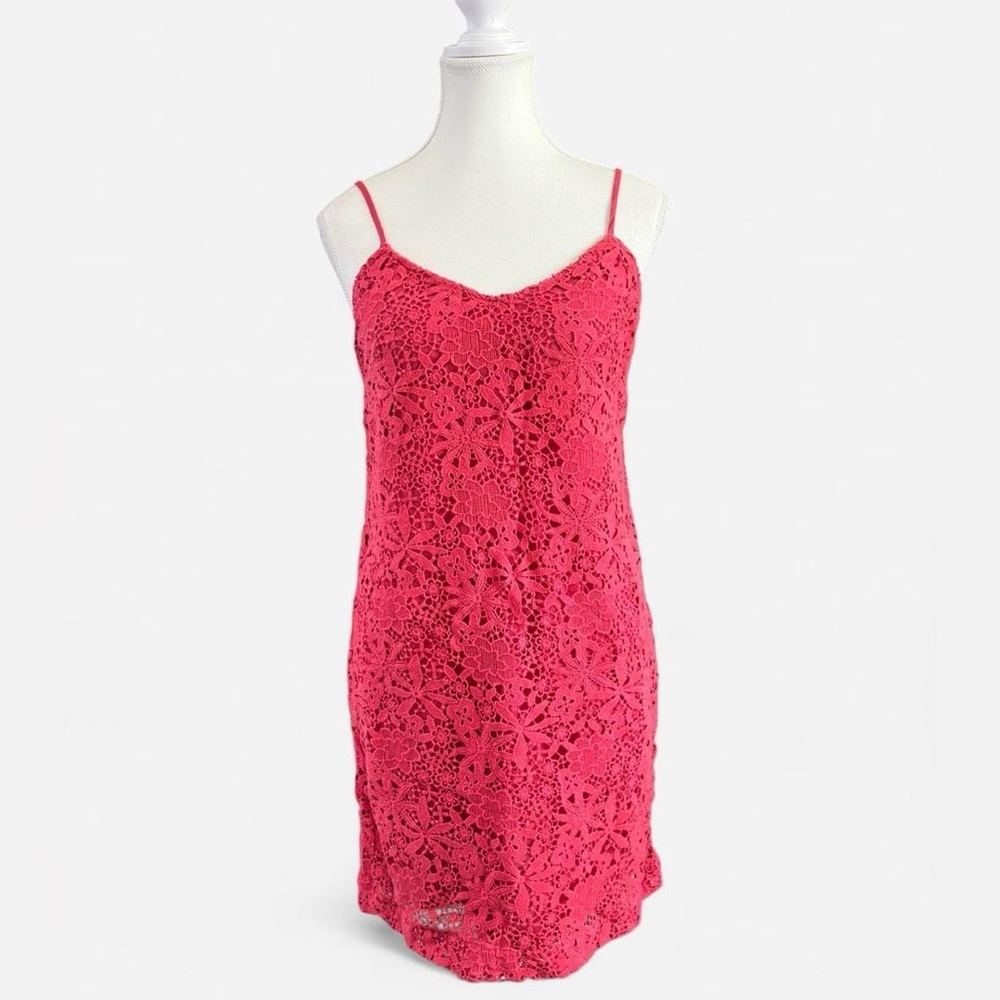 J.Crew Coral Floral Lace Slip Dress Size 4 Cotton Lined